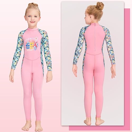 Miniatura 2 de Traje de baño de cuerpo completo de una pieza de manga larga para niños, traje de baño de protección solar para niños y niñas