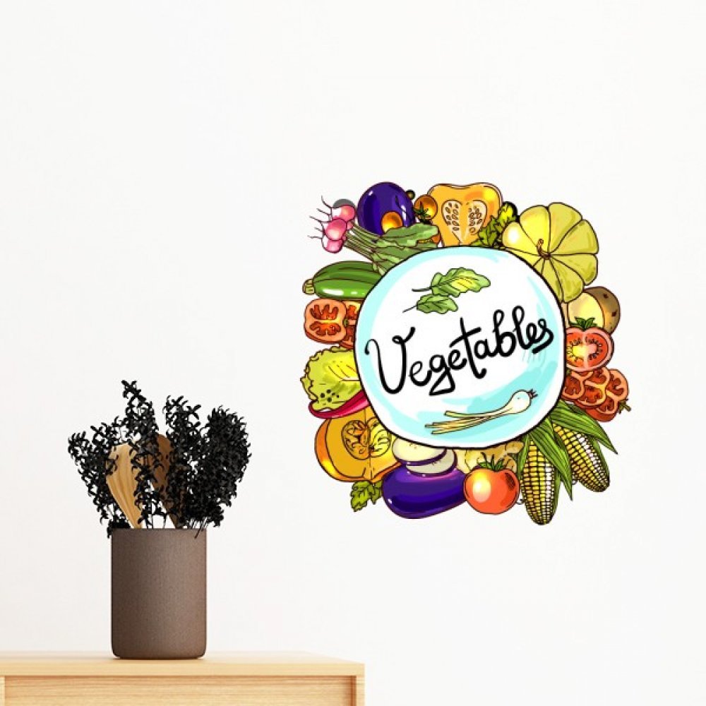 Autocollant légumes maïs chou pour relooker un mur sans peindre 35cm