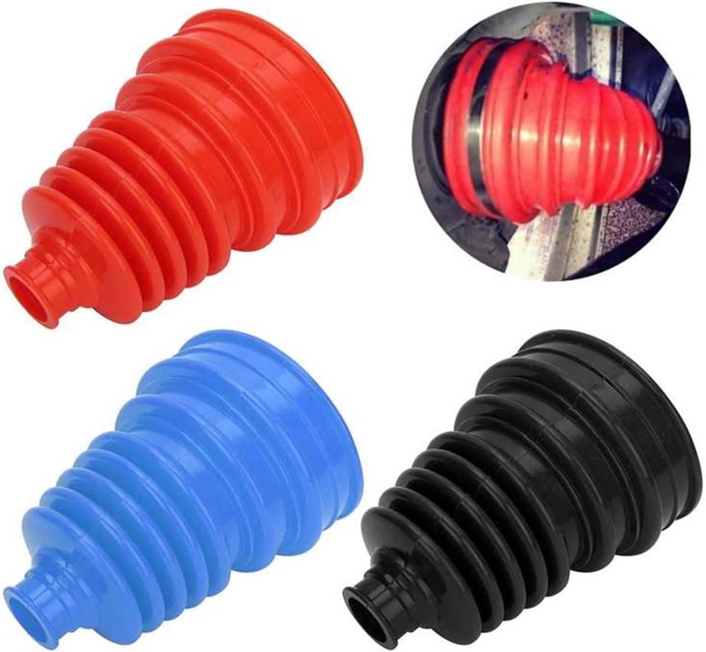 Universal Car Silicone Constant Speed/Cover Universal Ball Round Clamp Track Connector Kit CV Boot Replacement(Black)