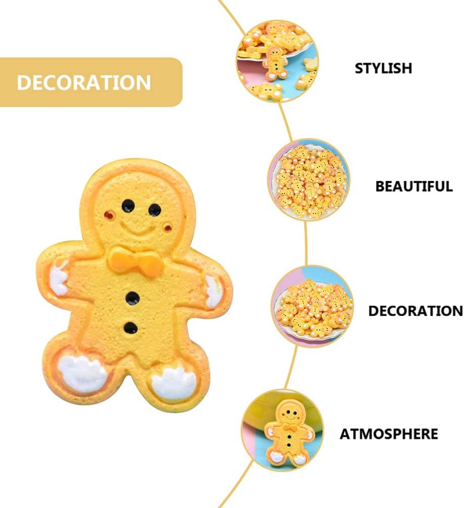 NUOBESTY 20pcs Mini Fake Gingerbread Man Resin Gingerbread Man Confetti Sprinkle Xmas Gingerbread Ornament DIY Christmas Garland Supplies - Image 4
