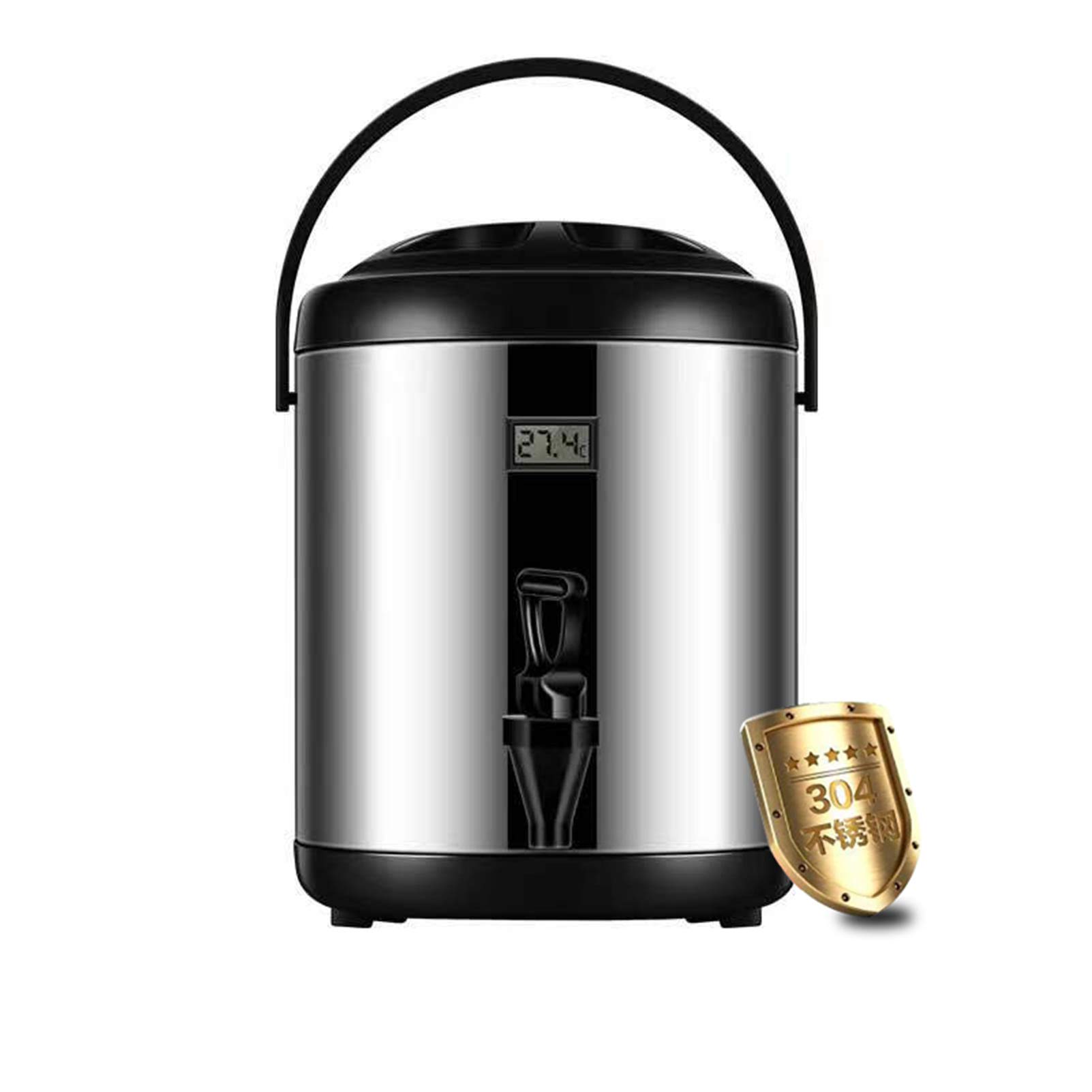 For Parties, Beverage Shops,Stainless Steel Insulated Double Wall Beverage Dispenser, Milk Tea Barrels For Insulation Or Refrigeration, Stainless Steel Food Thermos With Faucet And Thermometer