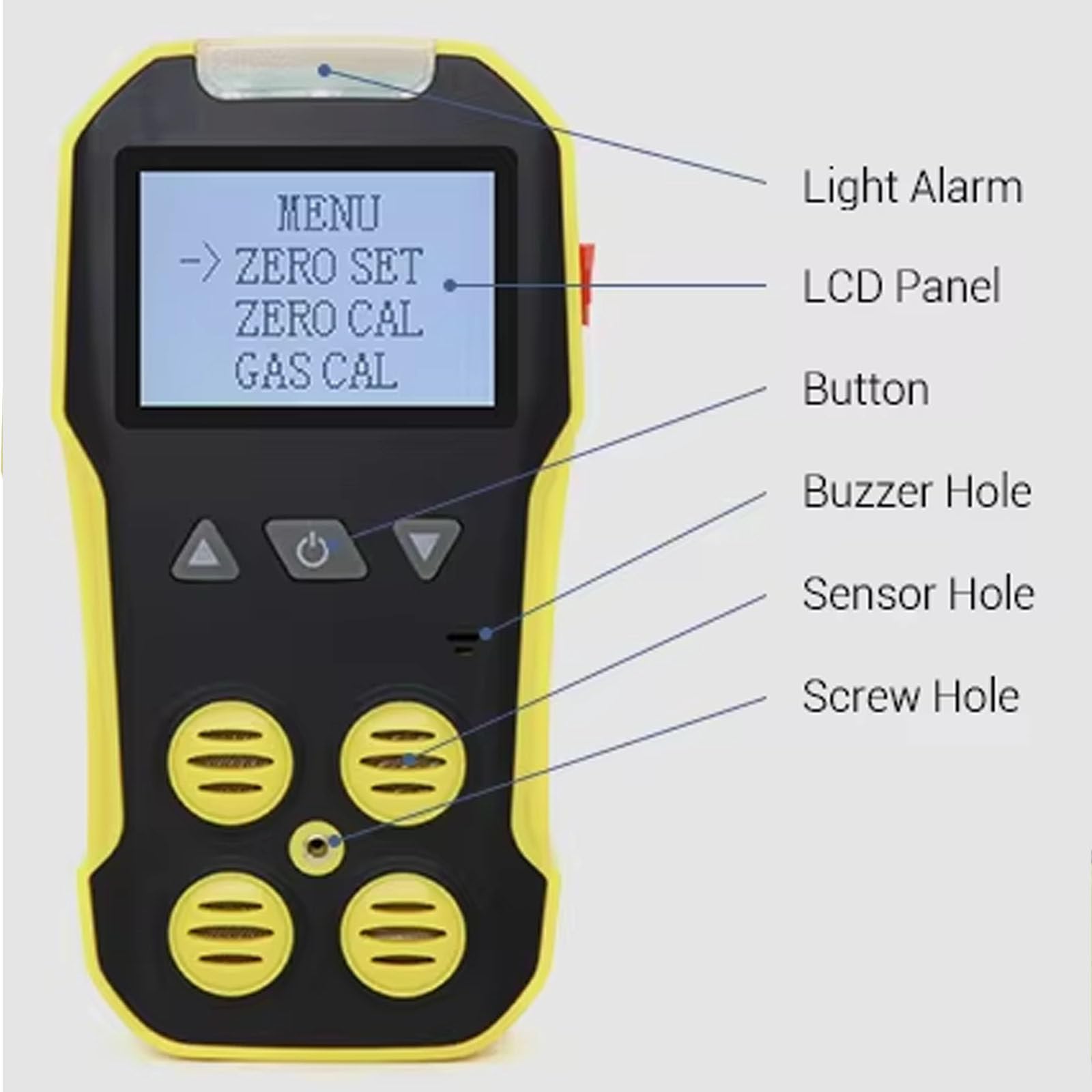 Detector Gas,Recargable 4 Monitor de Gas H2S CO O2 EX | Oxígeno Sulfuro De Hidrógeno Monóxido De Carbono Gas Combustible Detector De Fugas