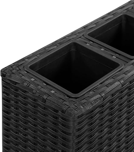 Miniatura 5 de WEMYUFURN Garden Raised Bed with 4 Pots 31.5"x8.7"x31.1" Poly Rattan Black,Raised Garden Bed,Outdoor Planters for Flower Herb Garden