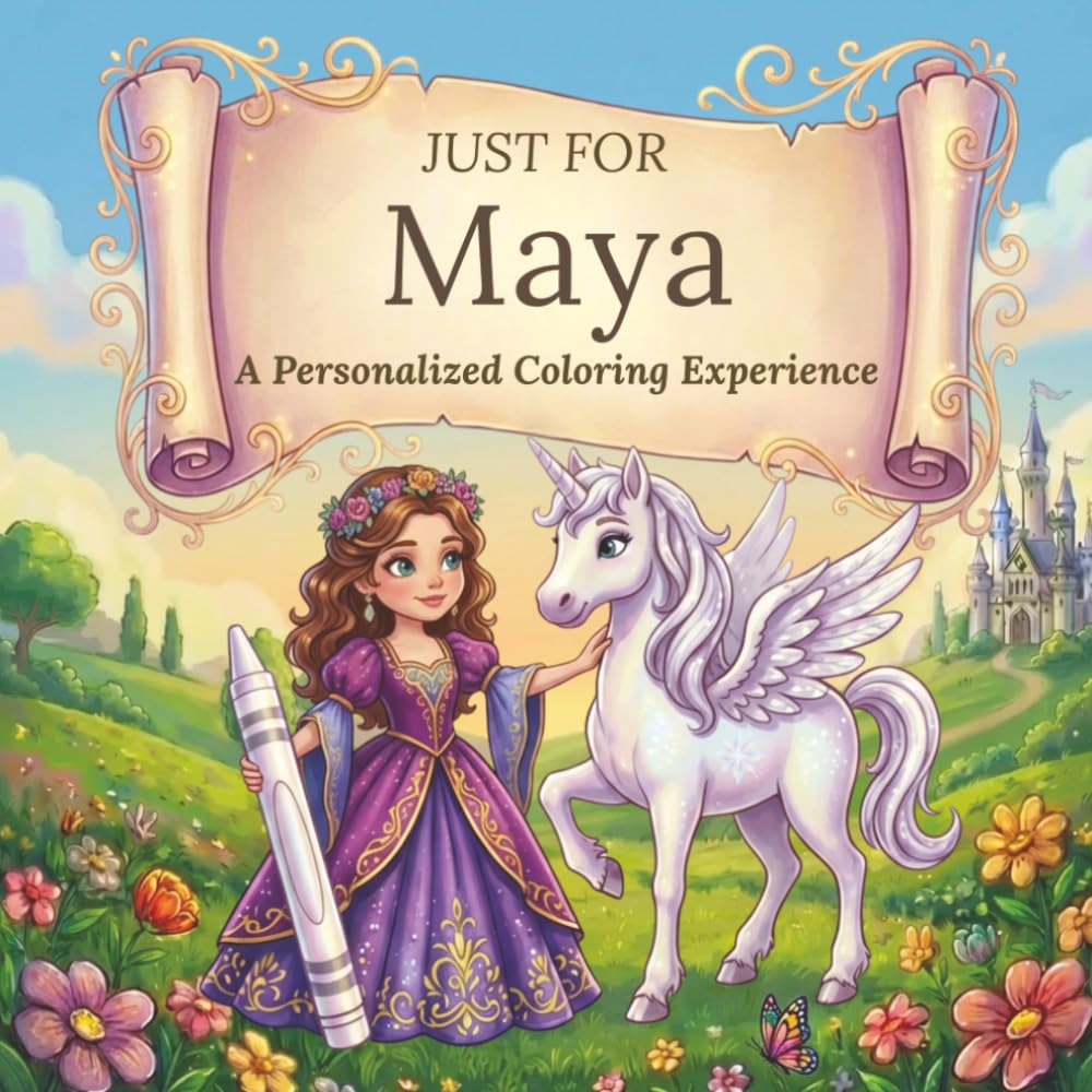 Just for Maya: A Personalized Coloring Experience: 50 total coloring pages | 28 coloring pages featuring Maya's name | 22 coloring pages themed for girls (Personalized Coloring Book Series)