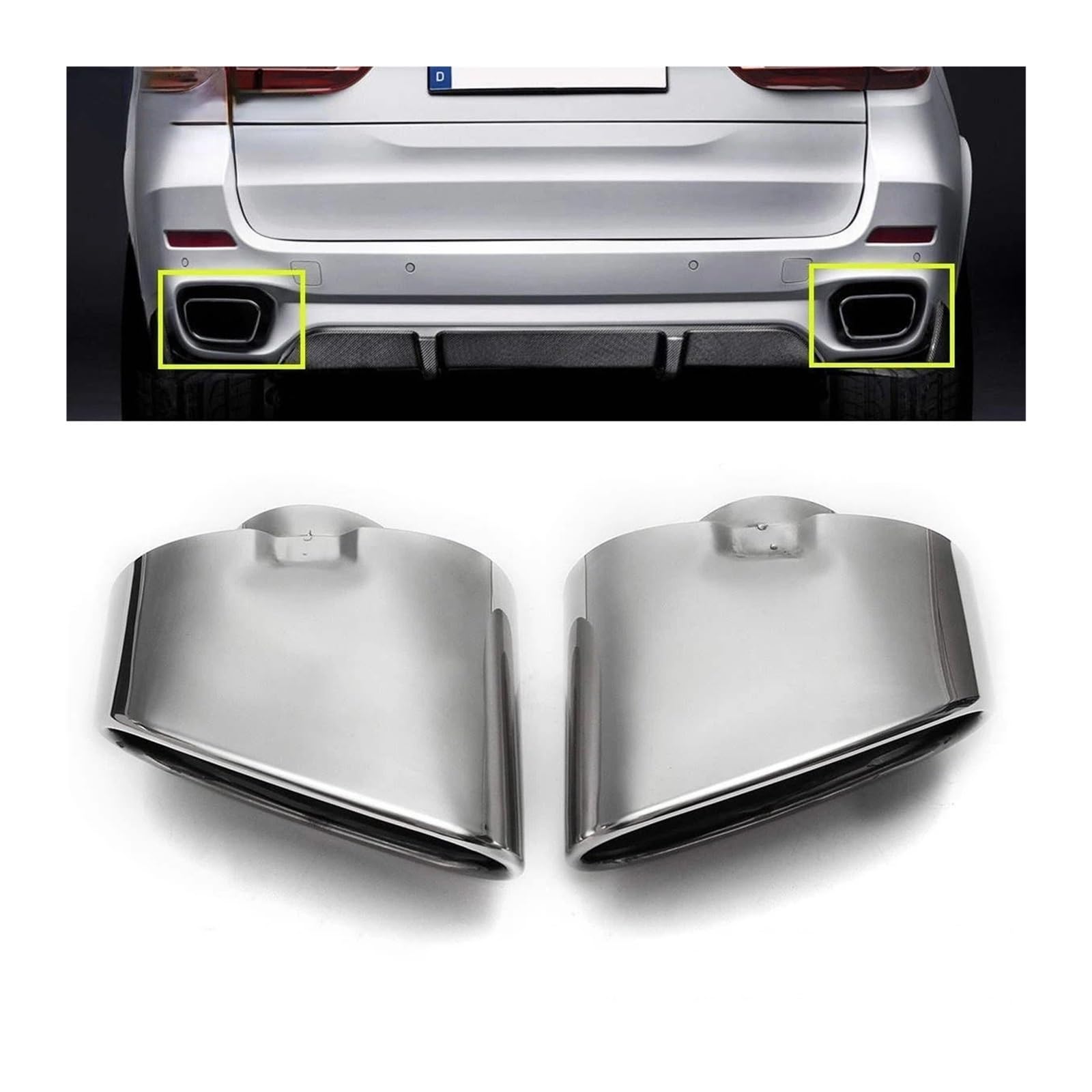 Terminale di scarico Per BMW Per X5 E70 2000 2001 2002 2003 2004 2005 2006 2007-2016 2 Pezzi Terminale Scarico Doppio In Acciaio Inossidabile Cromato