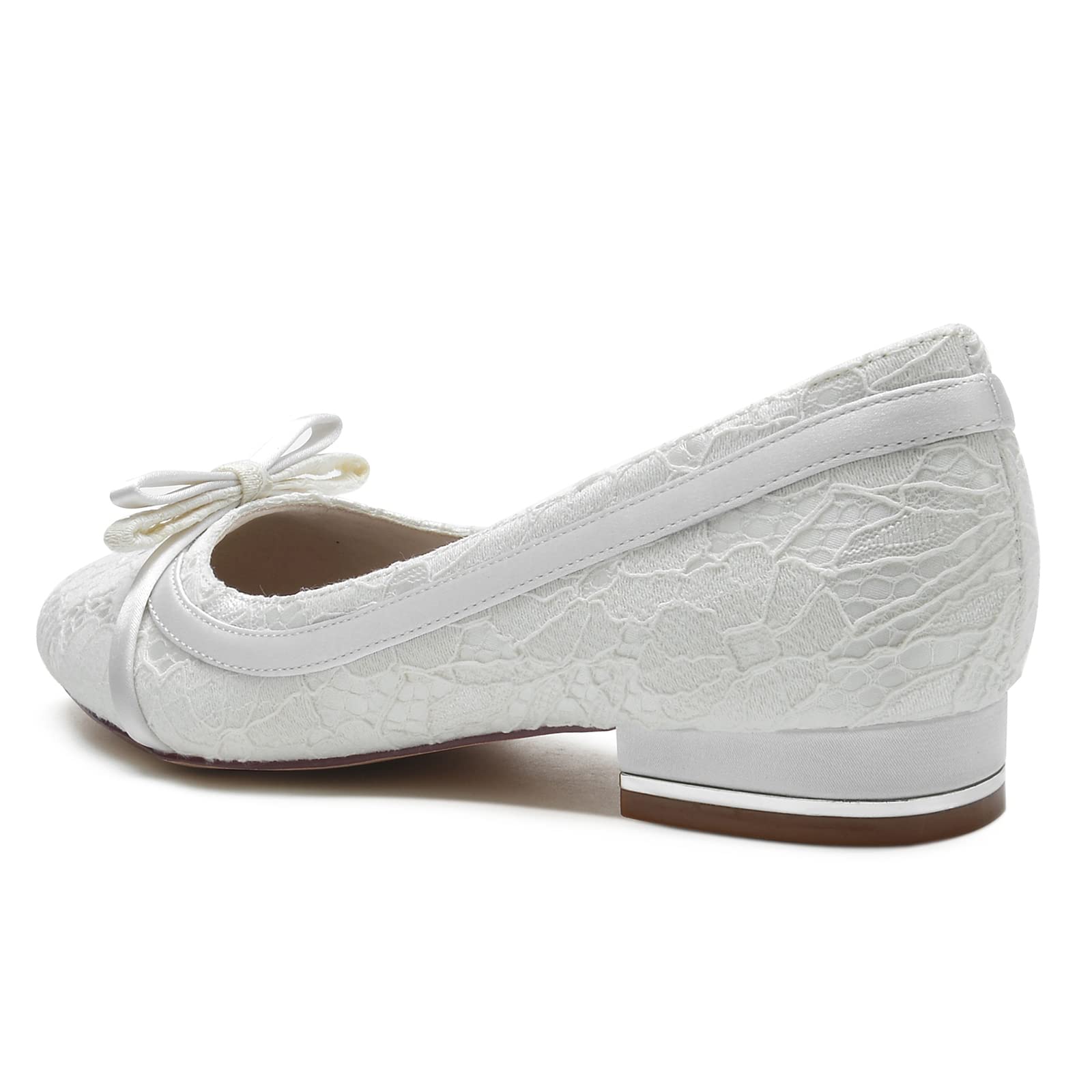 Ballerine in Pizzo Donna Eleganti Basse, Scarpe con Fiocco Delicato e Tacco Metallico, Scarpe da Cerimonia e Ufficio Comode per Matrimonio e Tempo Libero