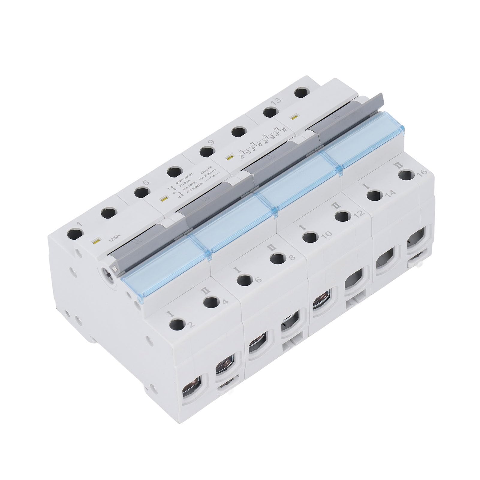 Sezionatore di Alimentazione 4P, Interruttore Automatico 4 Poli 6 Rivetti Rassodante DC AC 12-1000V Isolamento 400V 125A per Sistema di Alimentazione Fotovoltaico