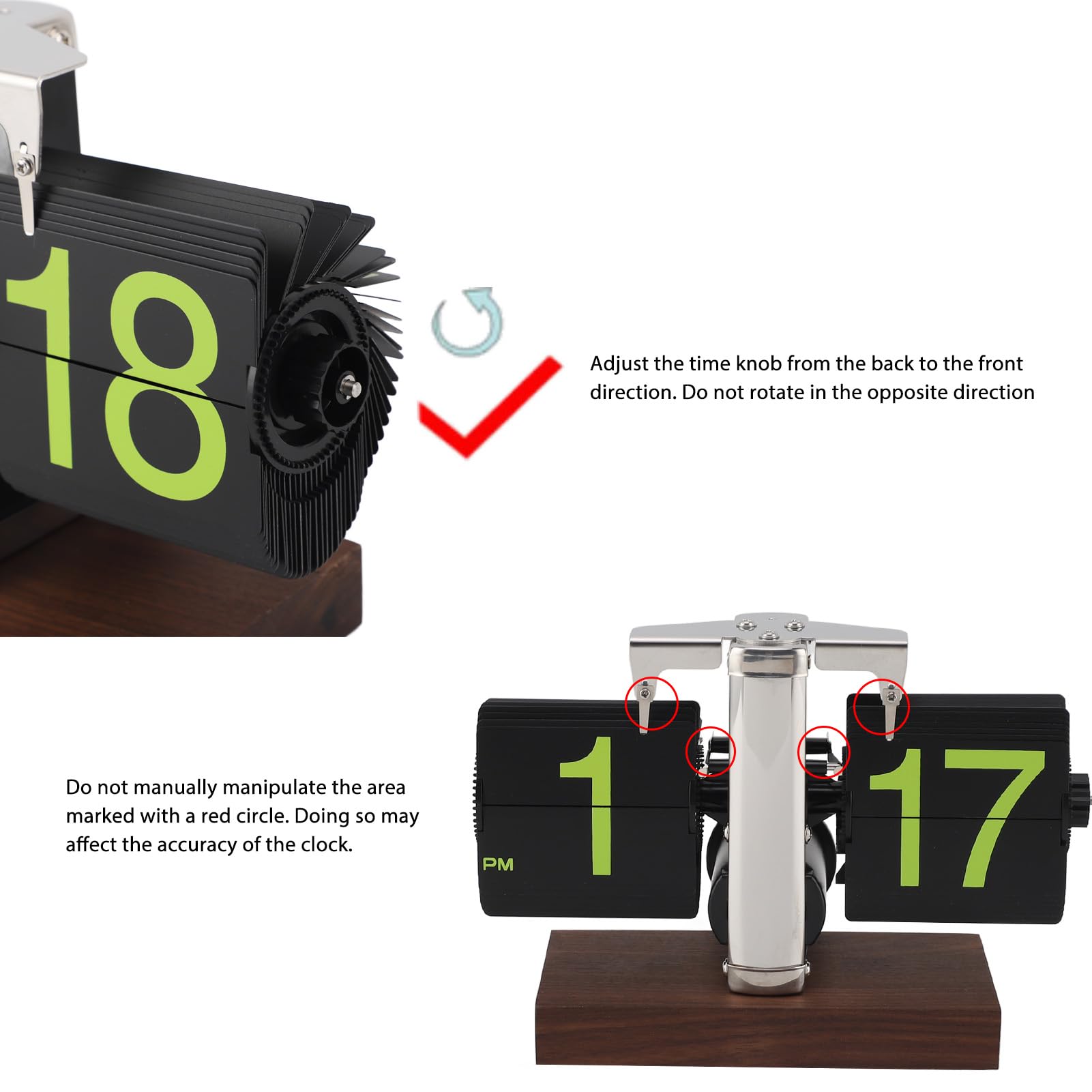Emoshayoga Reloj de Escritorio Retro con Tapa, Atractivo Diseño Moderno, Visualización Precisa de la Hora para Estudio, Sala de Estar y Oficina, Nogal Negro, 5,6"