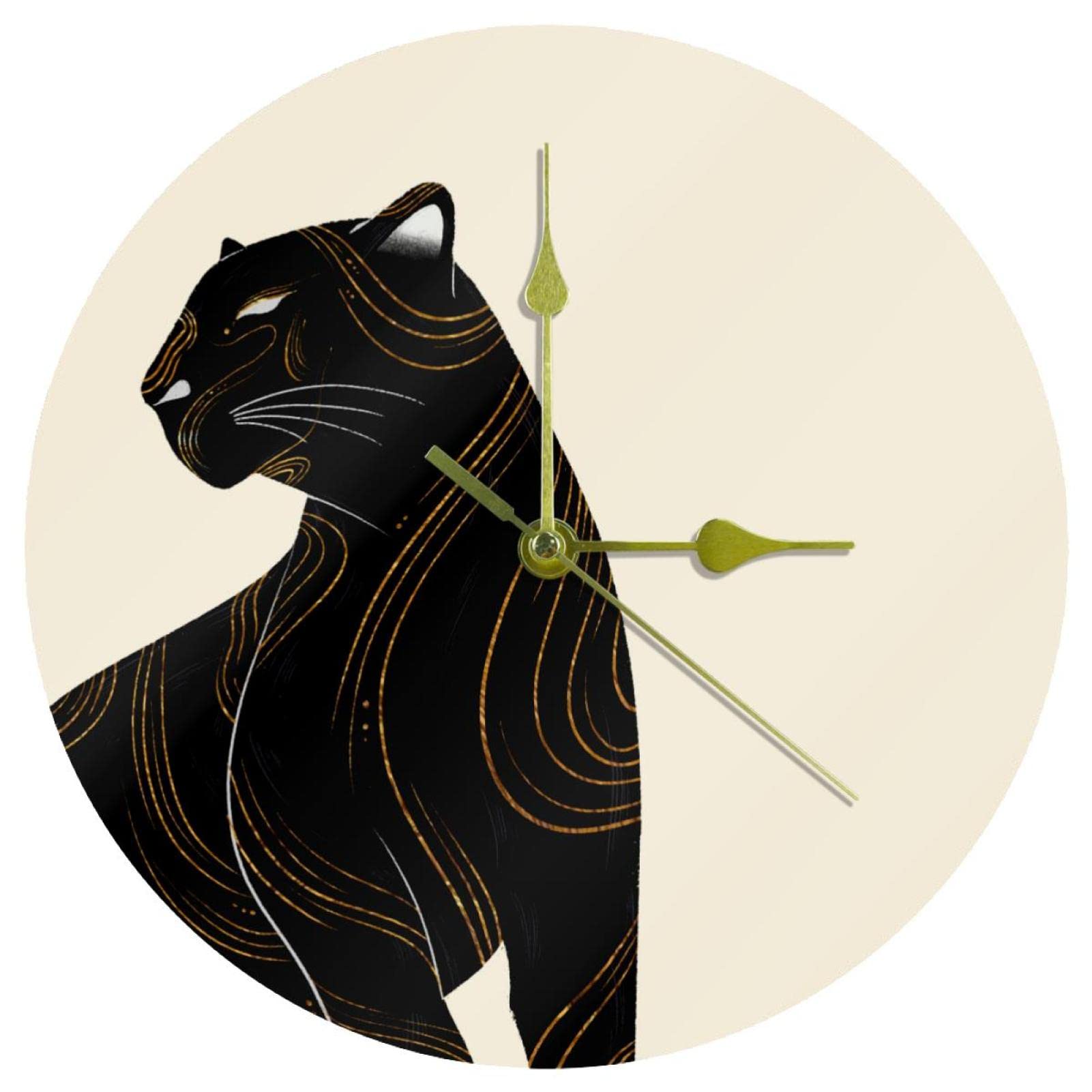 Horloge murale acrylique léopard noir 24cm pour en finir avec le tic-tac