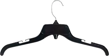 HangOn Shirt Hangers بلاستيك معاد تدويره مع شقوق، أسود، عبوة 17 بوصة من 25