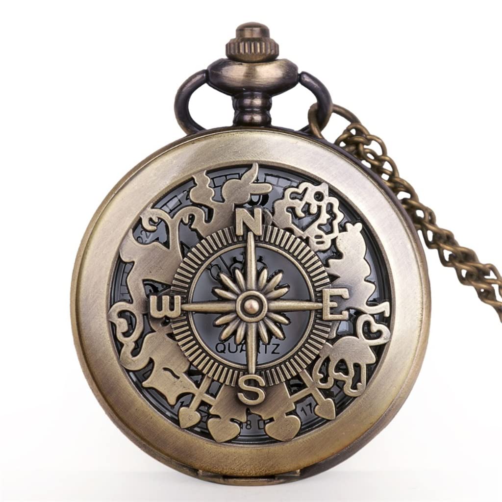 Reloj de bolsillo de cuarzo con colgante de flores y collar vintage para hombre y mujer