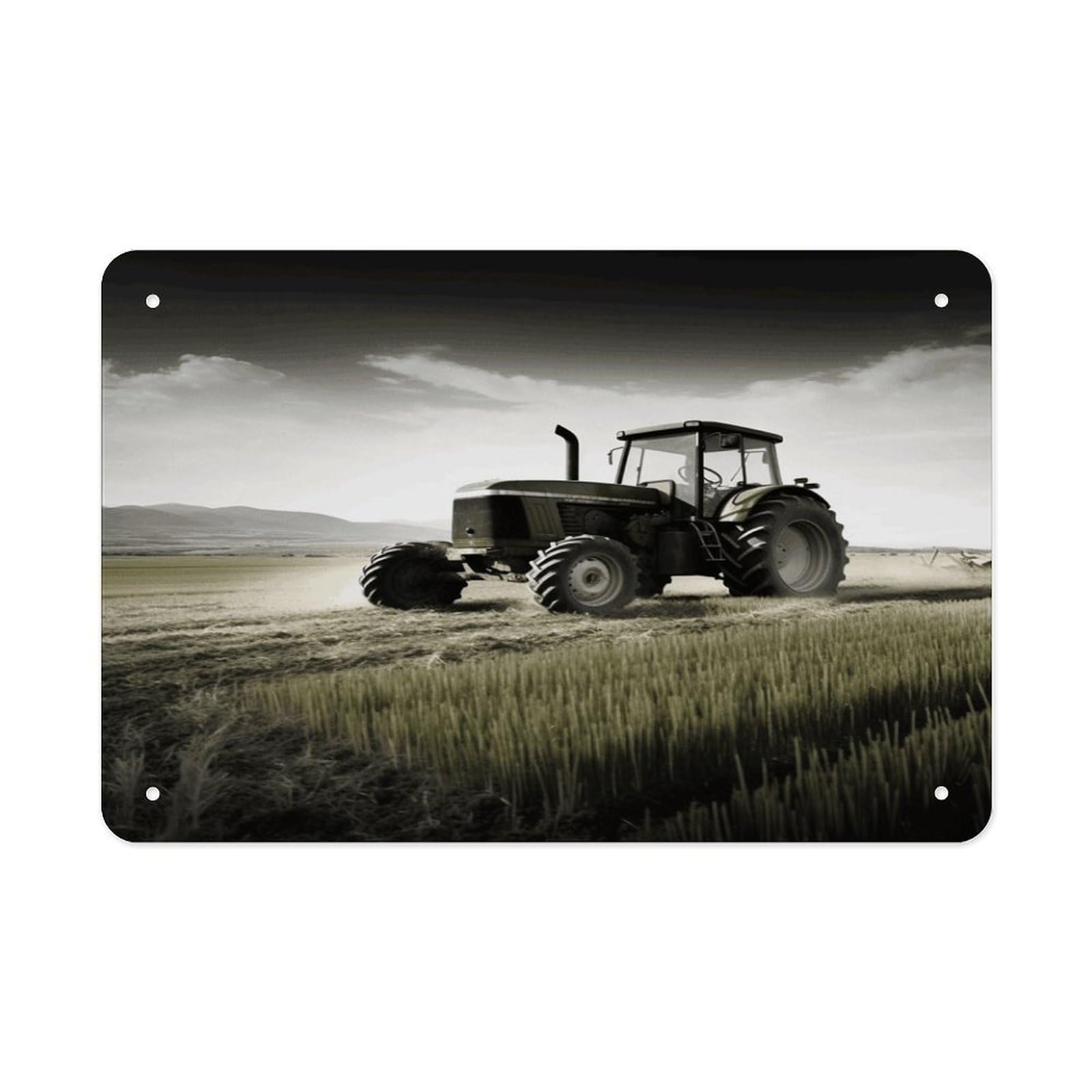Tractor Agriculture Tranquil Metal Tin Sign 12"x8" Wall Art Prints Poster Decorative Picture Metal Signboard Decor Painting Folded Edge Iron Sheet Painting with Holes for Wall Decor