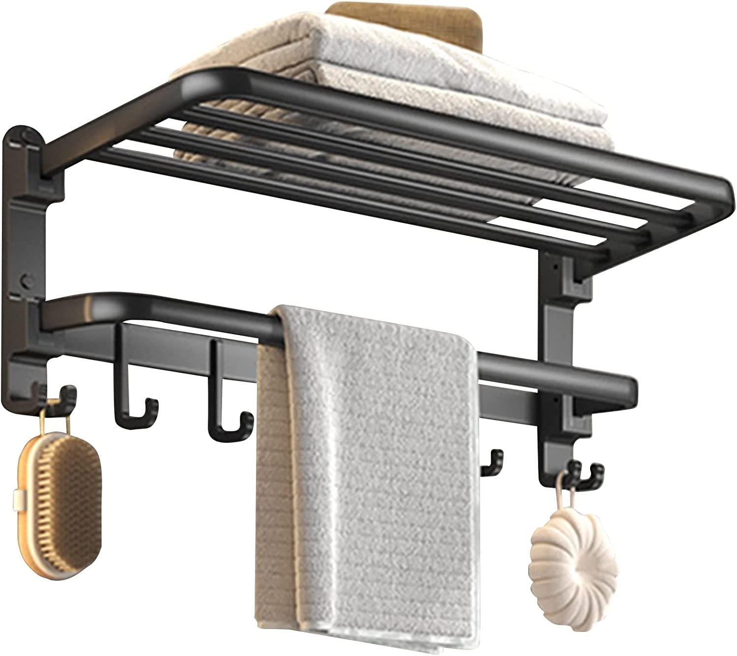 Barre porte-serviettes noir mat en aluminium chic pour salle de bain