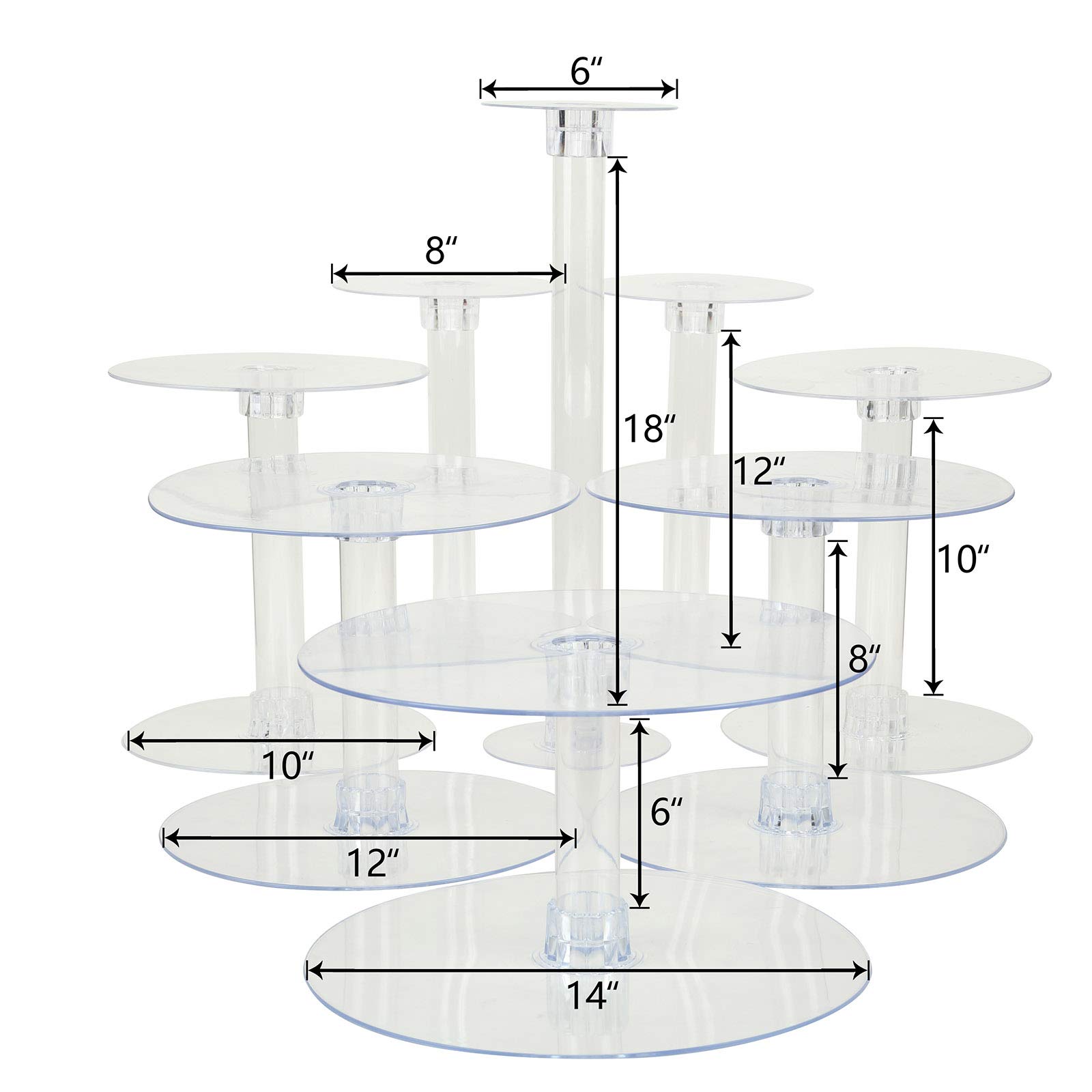 8 Tiers Clear Round Crystal Acrylic Cupcake Stand - Tiered Dessert Food Display Serving Tower Birthday Party Wedding