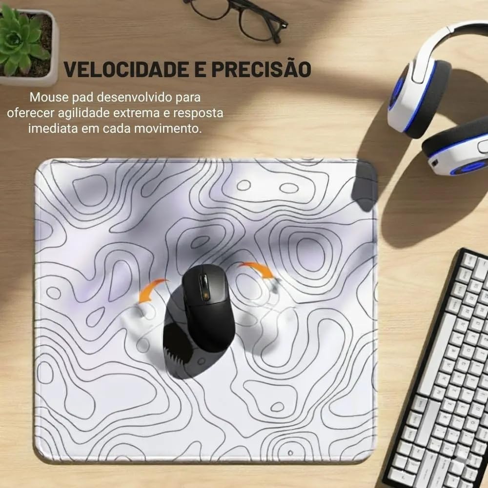 Mouse Pad Gamer CM02 450x400mm Branco Abstrato - ATWE ELETRÔNICOS