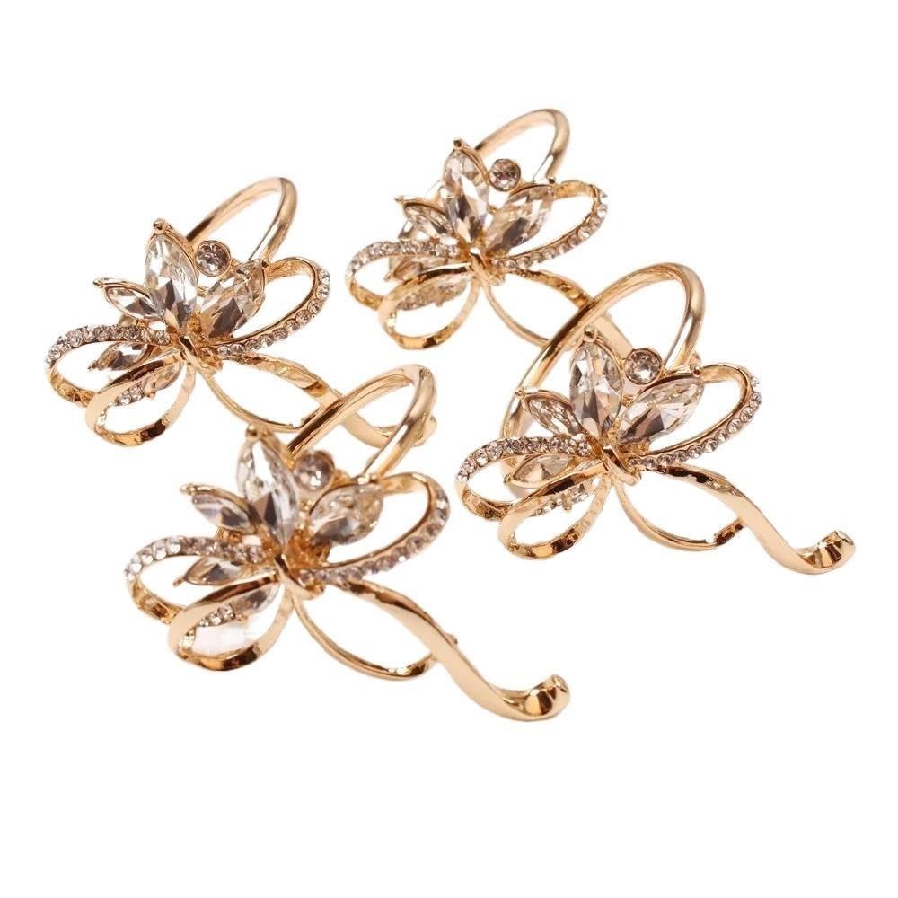 Tavolo con anello a farfalla in cristallo clip for tovagliolo fiocco dorato(4pcs)