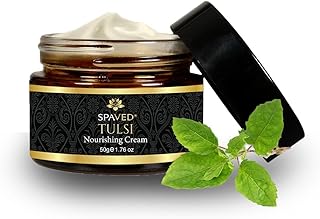 Tulsi (Holy Basil) Face Cream 50g - Nourishing Moisturiser with Shea Butter, Aloe Vera & Vitamin E - Supports Dry, Mature Skin Herbal Night Cream for Radiant Glow