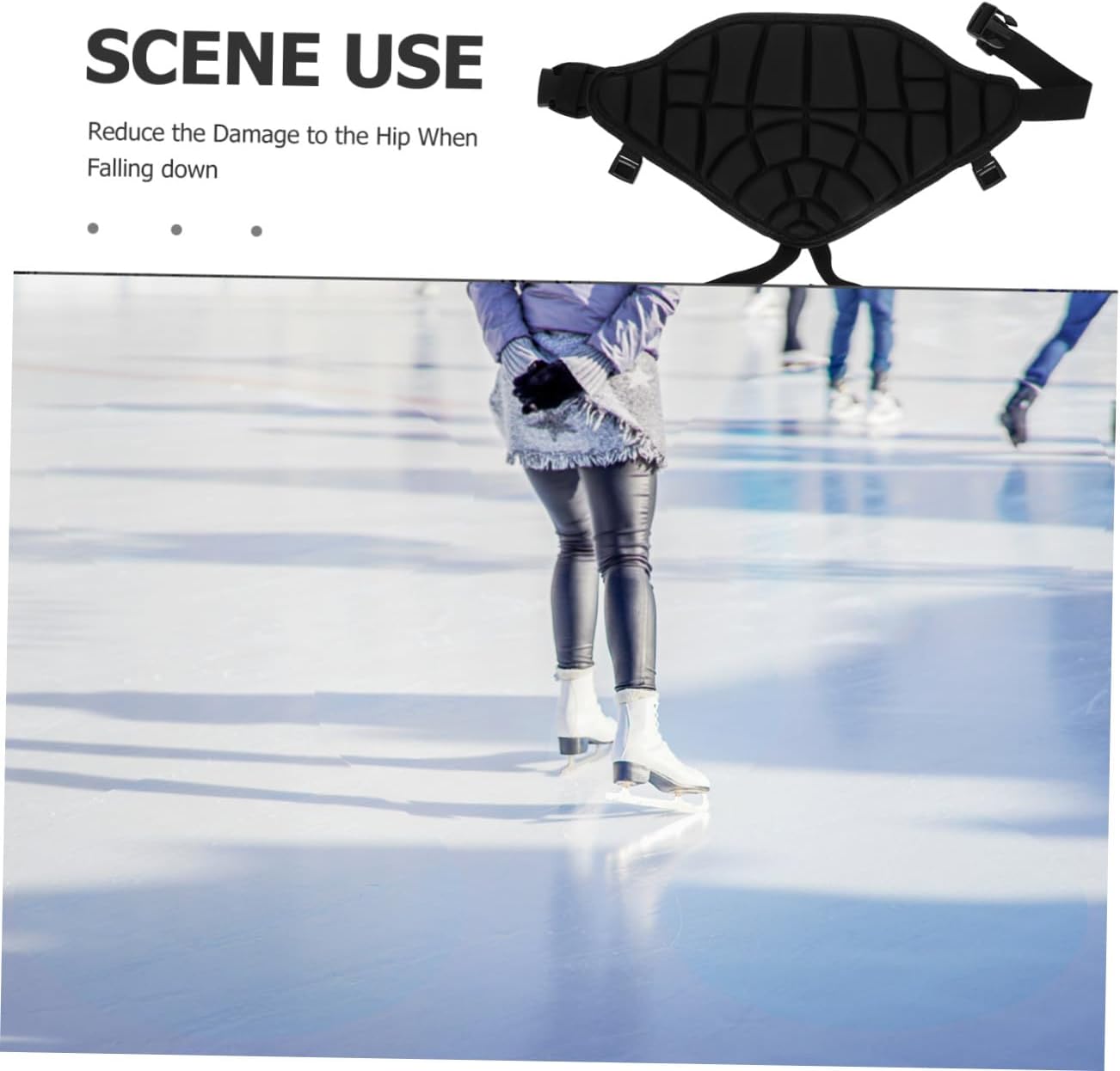 Hip Protection Padded Shorts with Black Triangular Butt Pads, Impact-Resistant Skating and Snowboarding Hip Guard for Roller Skating Beginners, Size L Adult