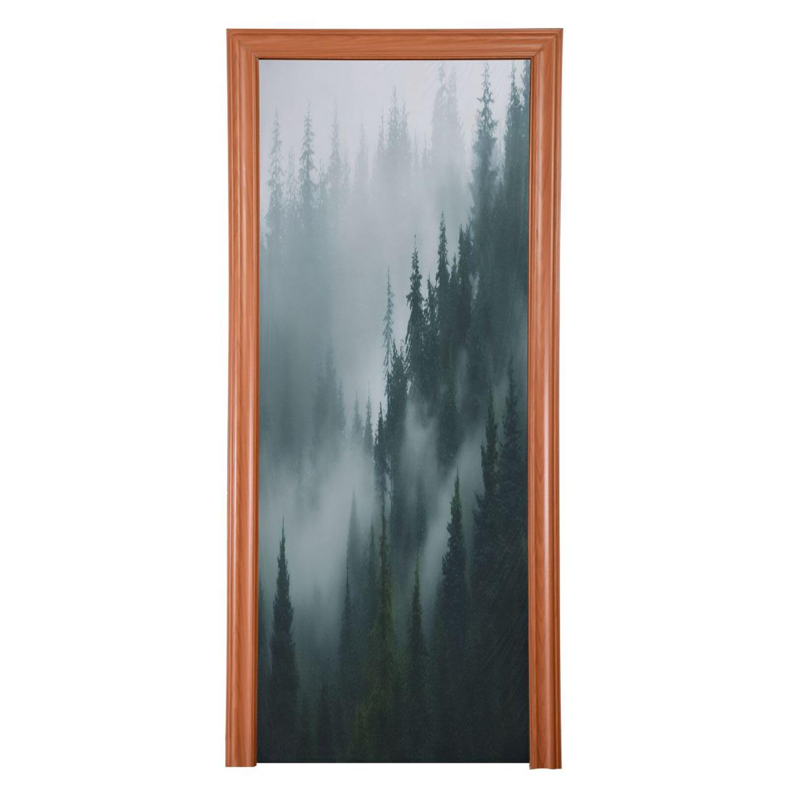 FLildon Natural Misty Forest Door Cover Decoration, Party Accessory Porch Decor for Festive Ornament Room Door Covers 36 x 98 Inch