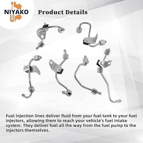 Miniatura 5 de Niyako 6 piezas de repuesto de líneas de suministro de inyector de combustible # 5086872AB 5086871AA 5086873AB 5086876AD Fit 2003-2009 Ram 2500 3500
