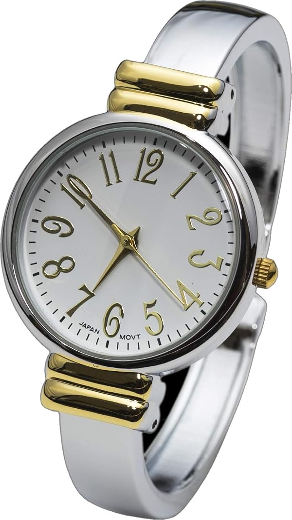 2Tone Metal Band Slim Case Women's Bangle Cuff Watch by FTW - Used condition - US$18.19