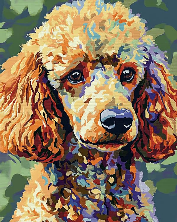 Broderie Point de Croix Kits DIY Pré Imprimé Canevas Chien Caniche Adultes