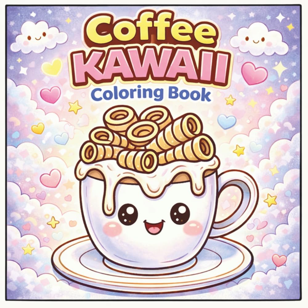 Coffee Kawaii Coloring Book: Cute & Cozy Coffee-Themed Coloring Pages for Relaxation | Adorable Kawaii Café Designs, Sweet Treats & Smiling Cups | Stress-Relief Coloring Book for Teens & Adults