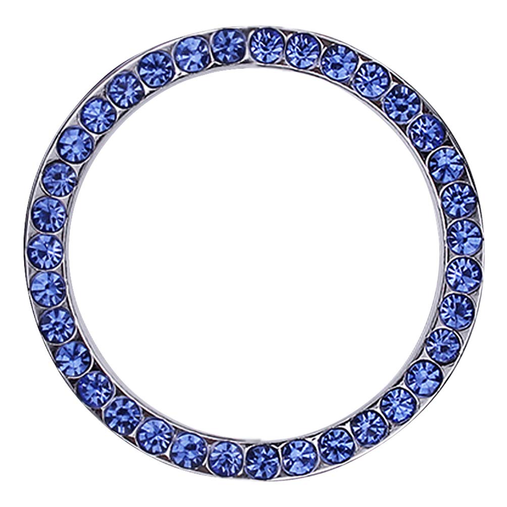 idain Car Decor Bling Crystal Rhinestone Ring Car Accessories for Auto Start Engine Ignition Button Key or Knobs Car Bling Sticker Ring Emblem (Blue)