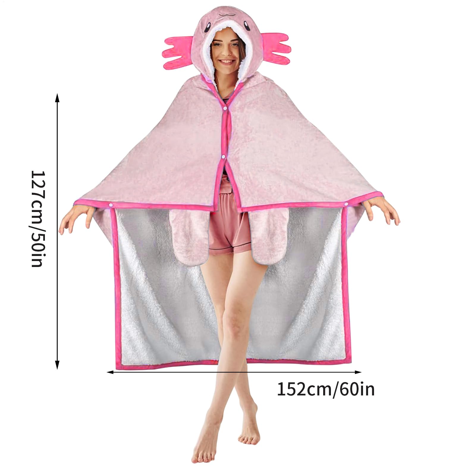 Generisch Coperta con cappuccio, coperta con cappuccio da donna, coperta per felpa, coperta portatile, coperta con cappuccio per bambini, adolescenti e ragazze