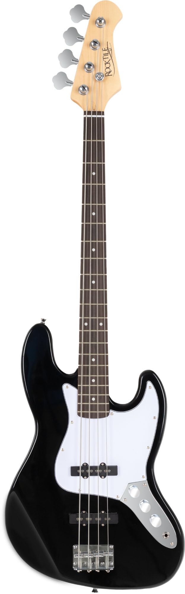 Rocktile Fatboy II BK E-Bass Black Starter Bundle, Basso Elettrico | Basso Elettrico Stile Jazz, 2 Pickup Single Coil, 2 Controlli Volume/ 1 Controllo Tono, Corpo: Tiglio, Tastiera: Palissandro