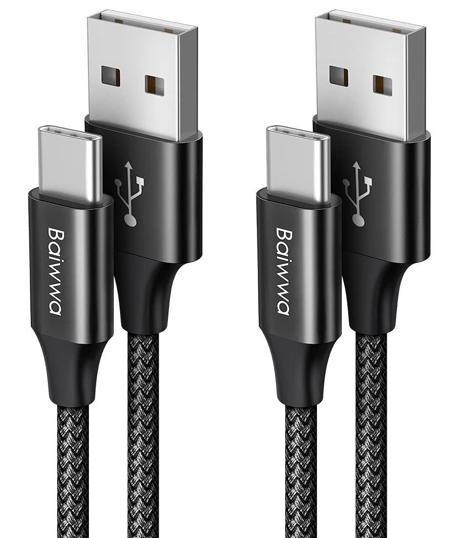 [ 0.9m 2-Pack] USB A to USB C Cable, Baiwwa Durable Braided Type C Fast Charger Cord USBC Quick Charge Cable Compatible with Samsung Galaxy S20 S21 S10 S9 S8 Plus, A20e A21s A41 A51 A71