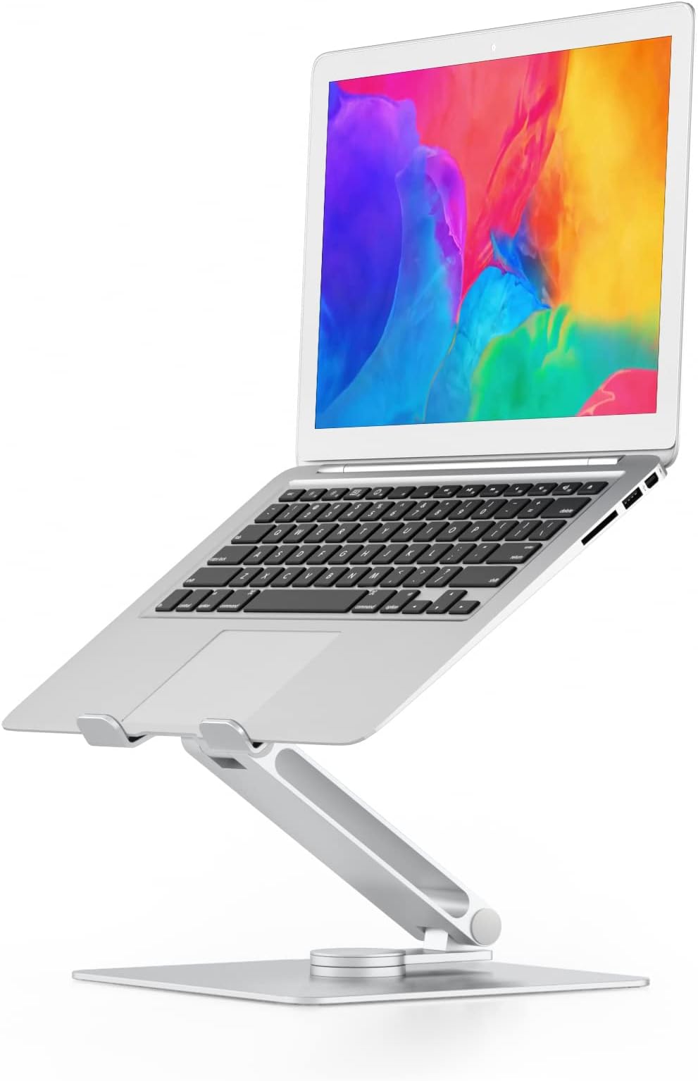 Portable Height Adjustable Folding Ergonomic Stand Mount for 10 to 16 inch Laptop Notebook Compatible with MacBook Desk Stand (Silver)