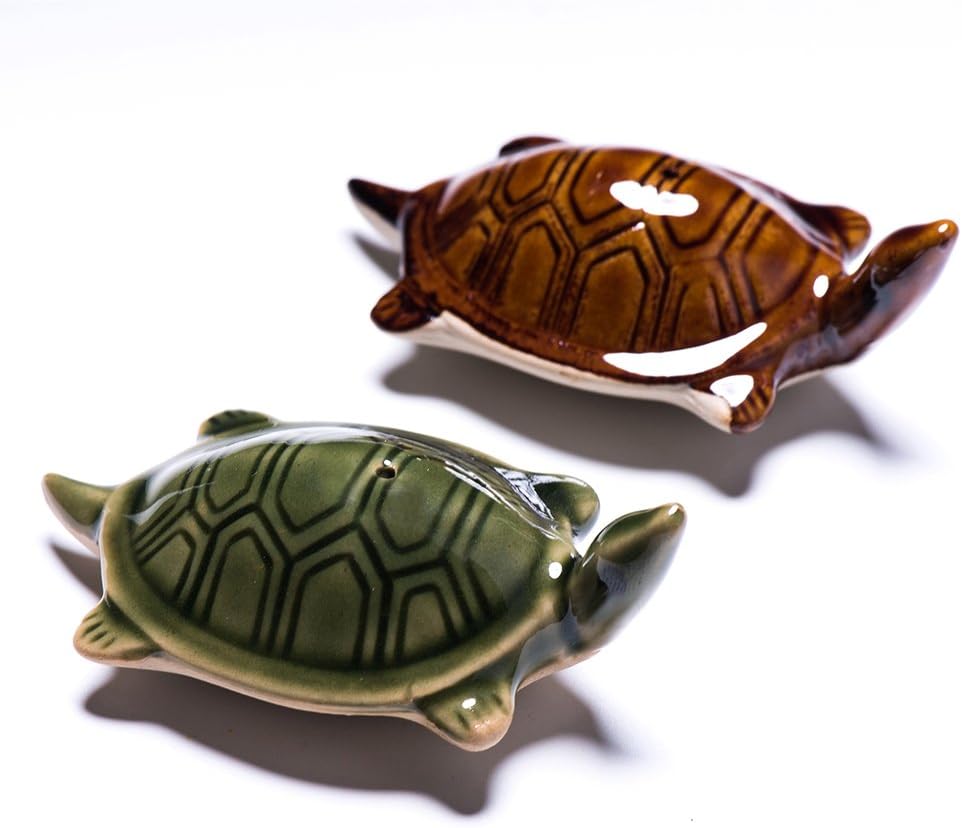 Leeboll Modern 2-3 Inches 1pr Porcelain Bisque Aquarium Fish Bowl Baby Ceramic Turtle Floaters