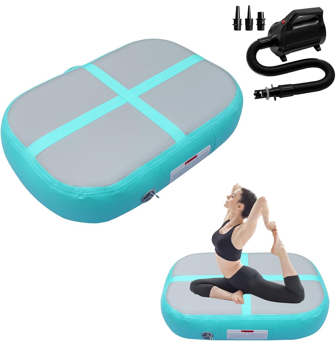 PPXIA AirBlock Aufblasbare Gymnastikmatte Turnblock Tumbling Block Trainings block Trainigsmatte Sportblock Gymnatikblock mit pumpe(100 * 60 * 10cm)