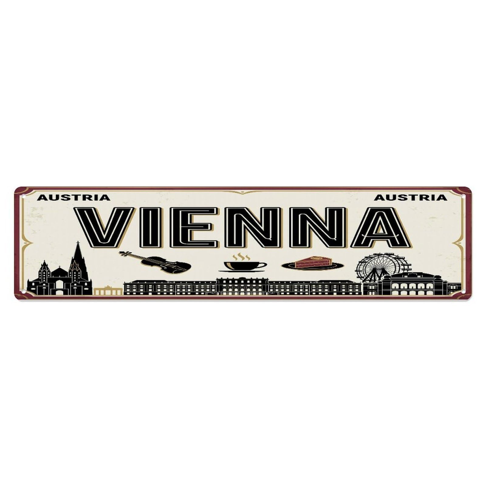 Tgrcjimh Style Metal Tin Sign Vintage Travel Vienna Austria Palace Music
