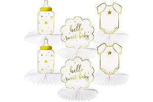 Sparkle and Bash Hello Sweet Baby Gender Neutral Baby Shower Centerpieces, 6-Pack