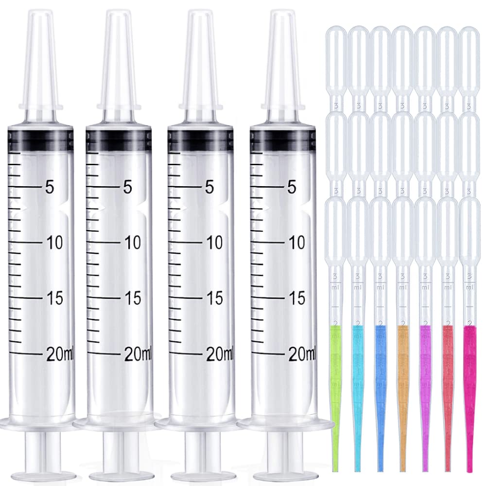 Buy Large Plastic Syringe for Lip Gloss, 4Pack 20ml Lip Gloss Syringes