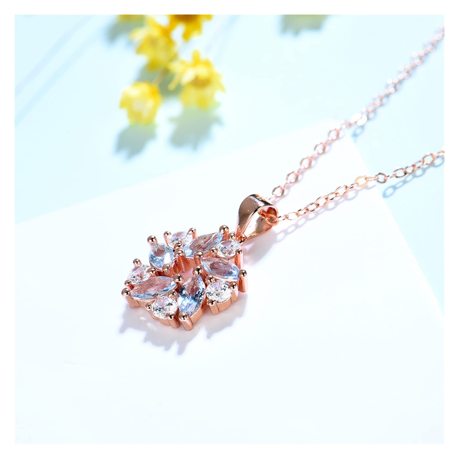 Collane con pietre preziose topazio marchese Ciondolo in argento sterling 925 massiccio for fidanzamento Promessa Ilarità Collane da donna
