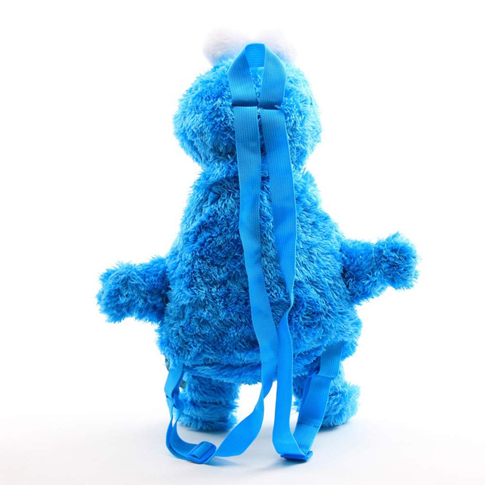 Mochila infantil de peluche de anime Plaza Sésamo, diseño de Elmo, galleta, monstruo, pájaro grande, mochila escolar de peluche suave (azul), azul, children