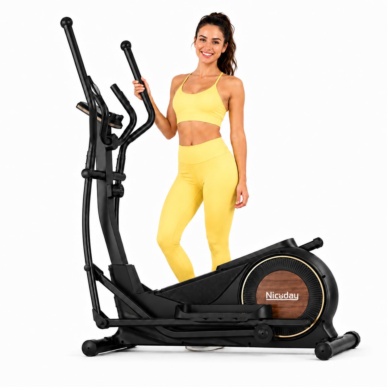 Niceday Ellittica Magnetica per Casa, Falcata da 46 cm, Portata 181 kg | 16 livelli di resistenza regolabili per allenamenti fluidi e personalizzati, ideali per esercizio completo a basso impatto.