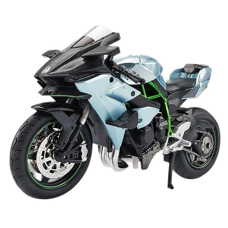Image of Compatible for 1:12 Kavasaki Ninja H2R Motorcycle DieCast Model, Suspension and Hand Free Roller, Toy Motorcycle Collection with Music Lighting Toy for Kids (Ninja Kawasaki -Grey)