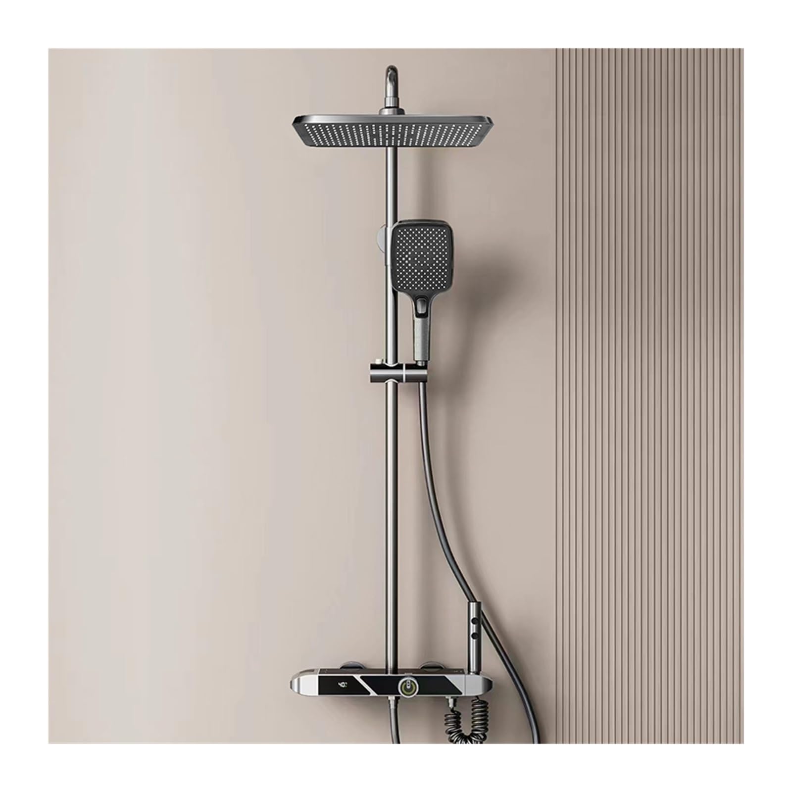 Shower System, Digital Shower System, Intelligent Bathroom Temperature Display Faucet Set, Rainlfall Mixer Bidet(Grey Square Shower)