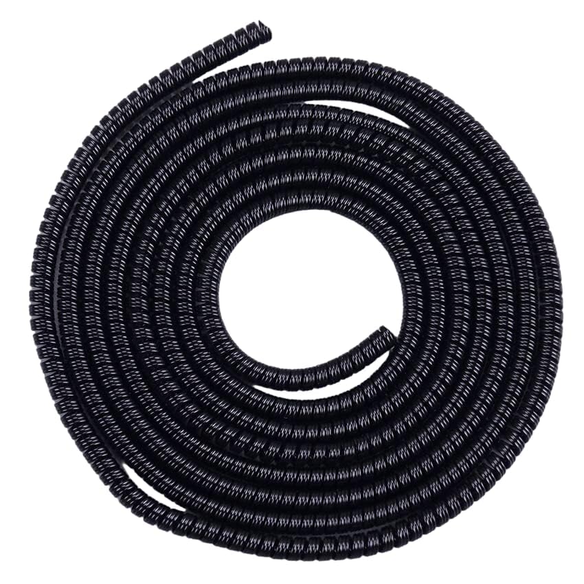 Image of Spiral Cable Protector, 150cm Plastic Cord Organizer for Charging Cables, Headphone and Charger Wire Protection Cover, Universal Device Compatible (Jet Black)
