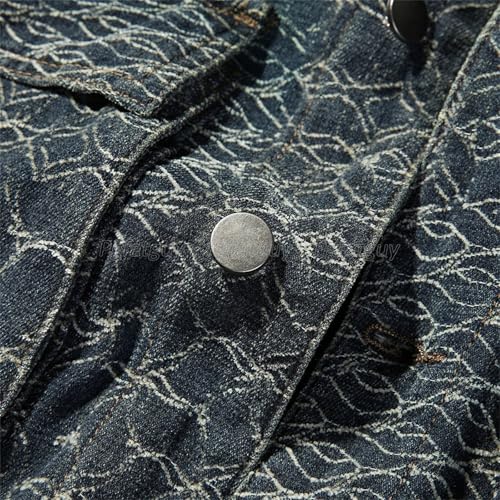 Men's Retro Denim 2-Piece Set, Casual Loose Jacket with Wide-Leg Straight Jeans Set4