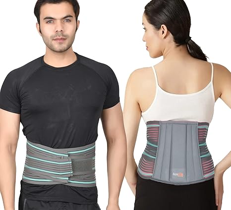 kossto Lumbo Sacral Immobilization Lower Back Waist Support belt for Back Pain Relief-Compression Belt with dual Adjustable Straps for Men and Women Grey, XXL(52-58)