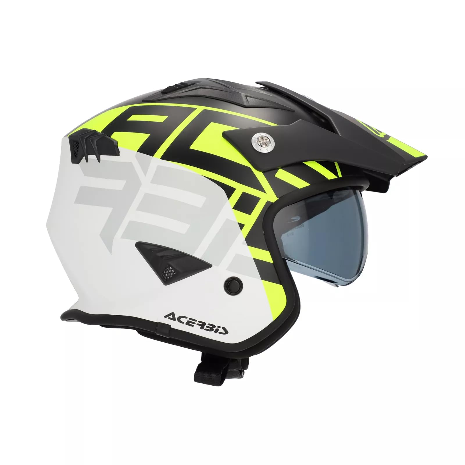 Acerbis Casco Jet Aria Graphic, Negro/Amarillo flúor, Talla M