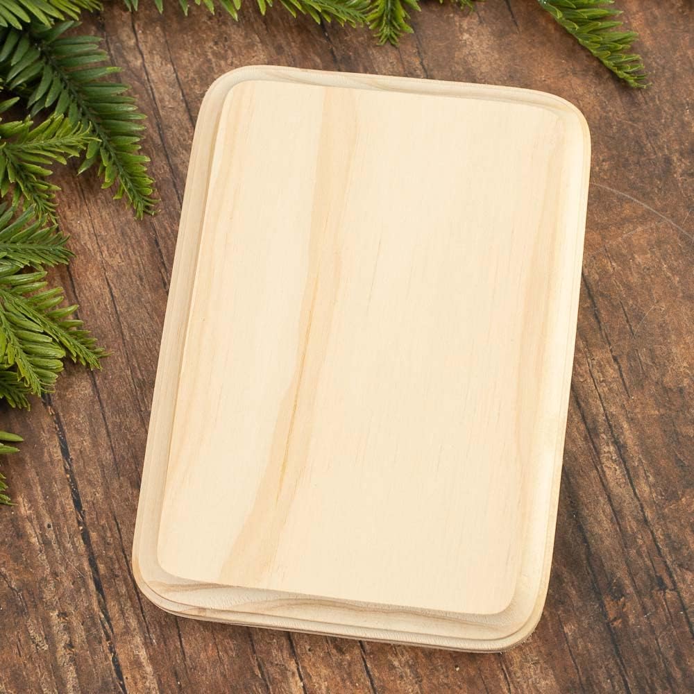 Pack of 4 Unfinished Wood Beveled Edge Rectangle Plaques from Factory Direct Craft - Blank Wooden Rectangle Signs for DIY Crafts and Projects (7" H x 5" W)