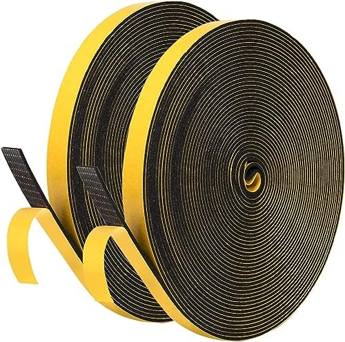 Dichtungsband Türdichtung Selbstklebendes, 6mm(B) x1.5mm(D)/20m Moosgummi Fensterdichtung für Türen Fenster, Schaumstoff Klebeband, Dichtband, Gummidichtung Wasserdicht Schalldämmu