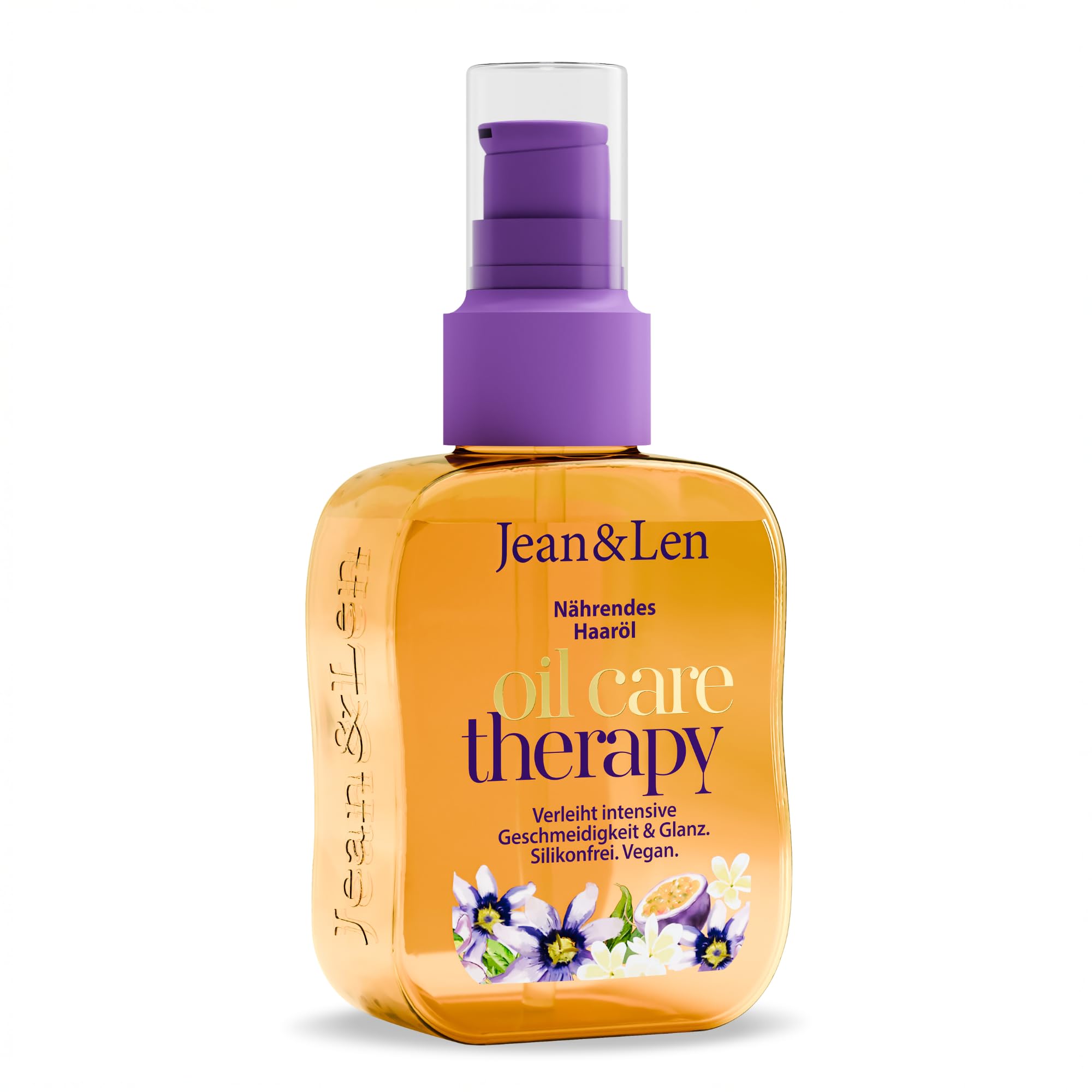 Jean & Len Huile capillaire Oil Care Therapy, pour cheveux secs & rêches, à l'huile de monoï & squalane, facilite le démêlage, apporte de la souplesse, sans silicones, végane, 100 ml
