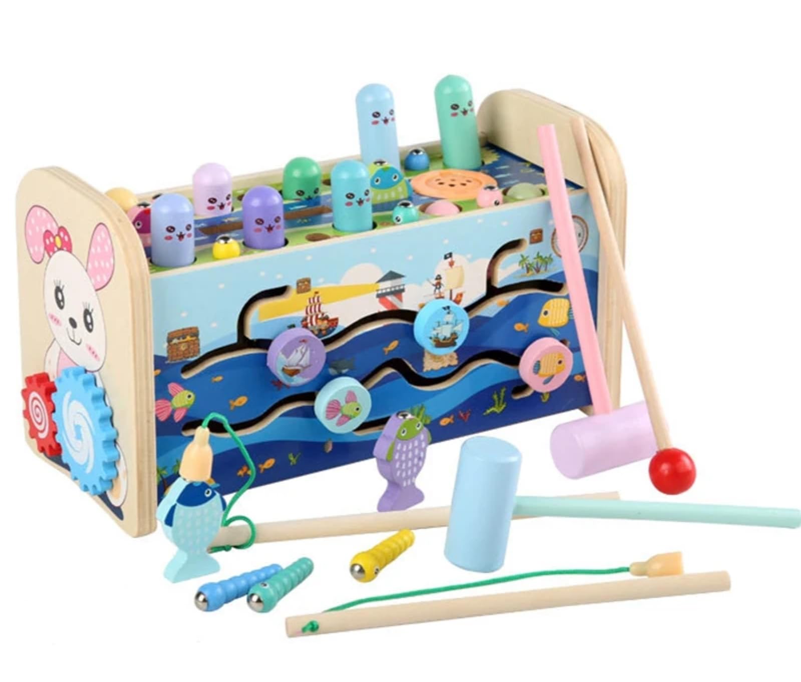 TOYARTSY Kids Hammer Wooden Toy Set with Wooden Bench - 7-in-1 Sea Mouse Hammer Playset for Early Learning, Fine Motor Skills Development, and Creative Fun (B0CJ56M2D9) Amazon Price History, Amazon Price Tracker